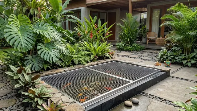 Kolam dengan Tutup Kawat atau Kisi-Kisi Pengaman