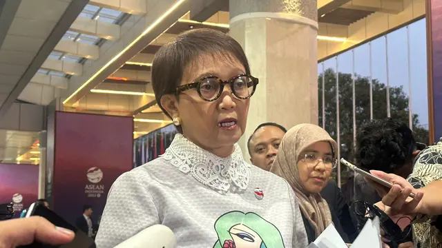 Menteri Luar Negeri Retno Marsudi saat ditemui media, Rabu (6/9/2023). (Liputan6/Benedikta Miranti)