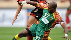 Keitk Kayamba Gumbs saat memperkuat Sriwijaya FC di Liga Champions Asia 2009. (AFP/JUNG YEON-JE)