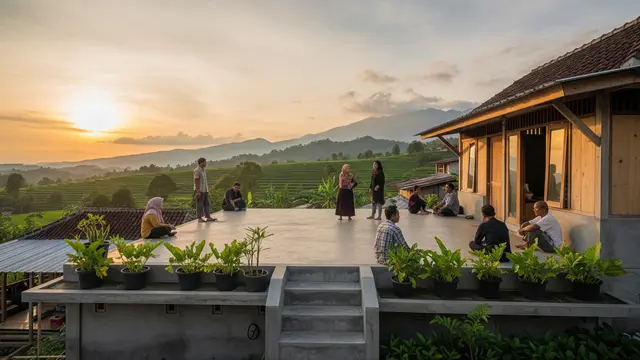 Model Rumah Kecil di Desa dengan Teras Lebar