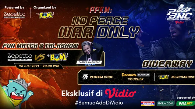 Link Live Streaming di Vidio, Fun Match & Talk Show Side Content PBNC 2021: Zepetto vs BOWLeague
