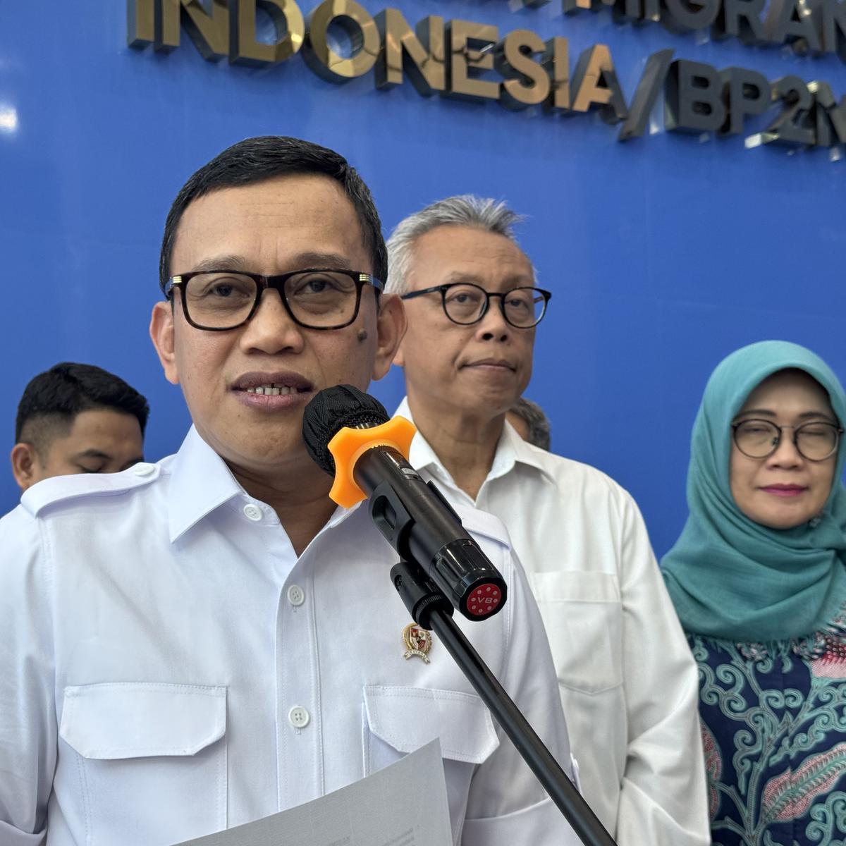Menteri Perlindungan Pekerja Migran Indonesia, Abdul Kadir Karding usai Rapat Koordinasi MoU pada Selasa (18/3/2025).