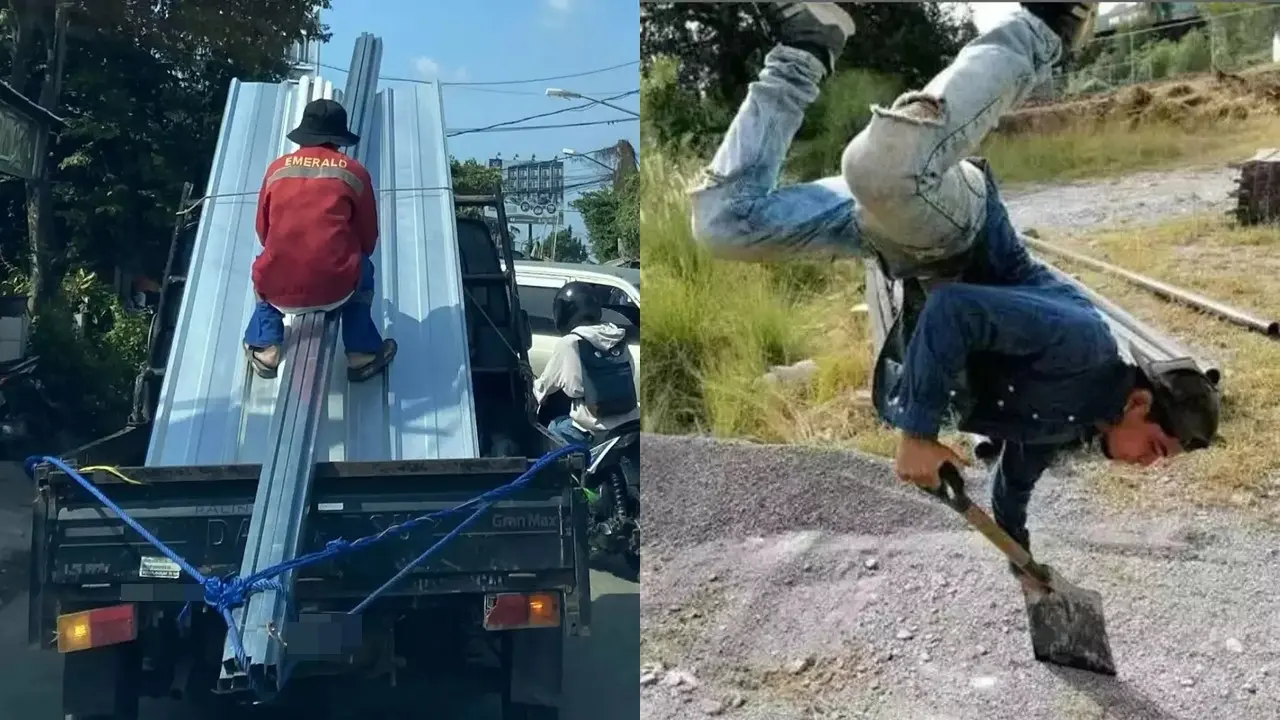 Aksi Ektrem Tukang Bangunan