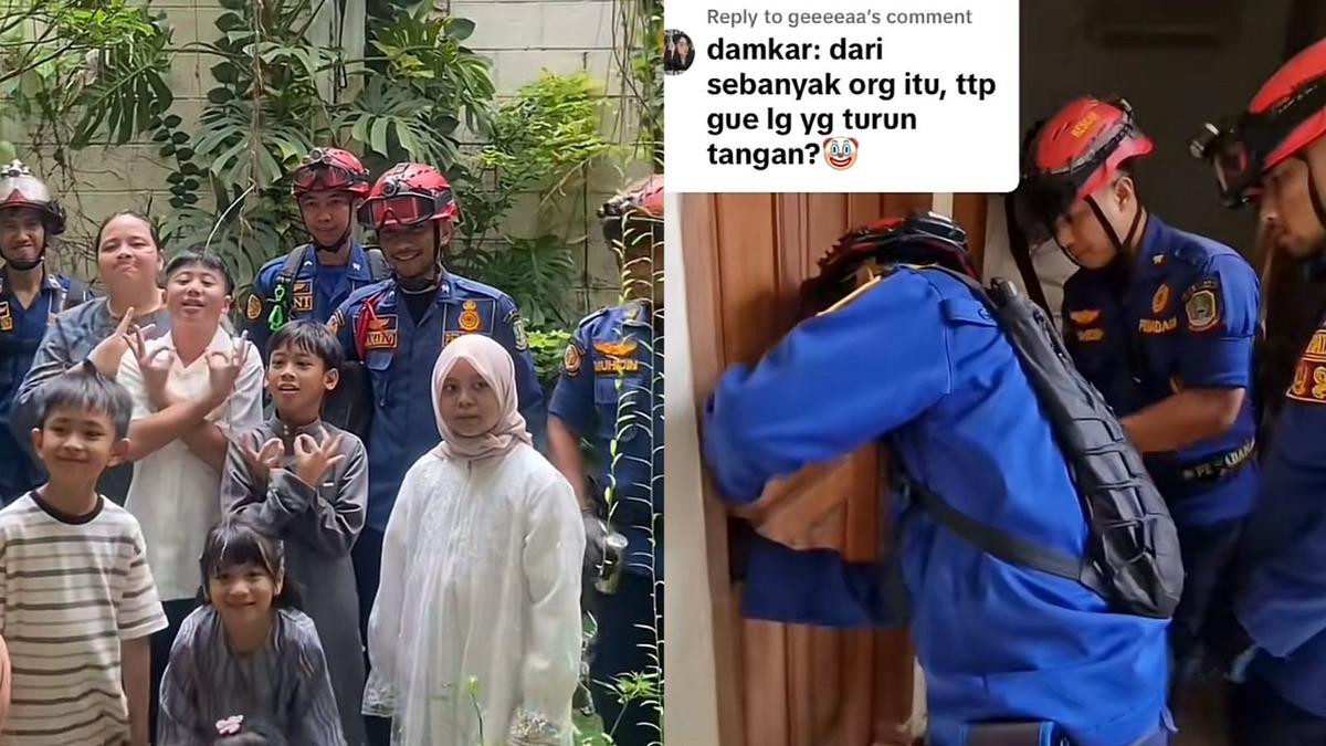 Aksi Damkar Bantu Anggota Keluarga yang Terkunci di Kamar Mandi Saat Kumpul Lebaran, Warganet: Ajakin Makan Opor