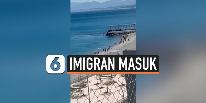 VIDEO: Ribuan Imigran asal Maroko Masuki Perbatasan Spanyol