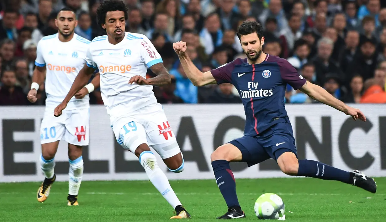 Setelah itu, Motta pindah ke PSG pada Januari 2012 dan bermain hingga pensiun di tahun 2018. Di sana, ia memenangi lima gelar Ligue 1 dan tampil lebih dari 200 kali. (AFP/Boris Horvat)