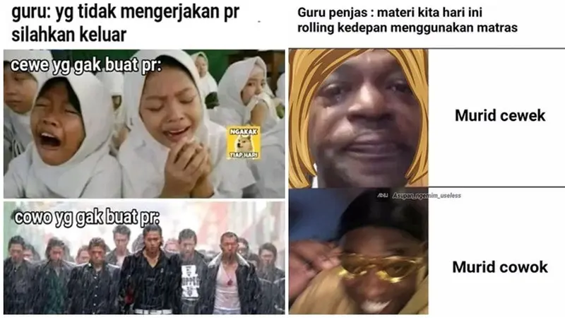 6 Meme Beda Cewek dan Cowok saat di Kelas, Bikin Kangen Teman Sekolah