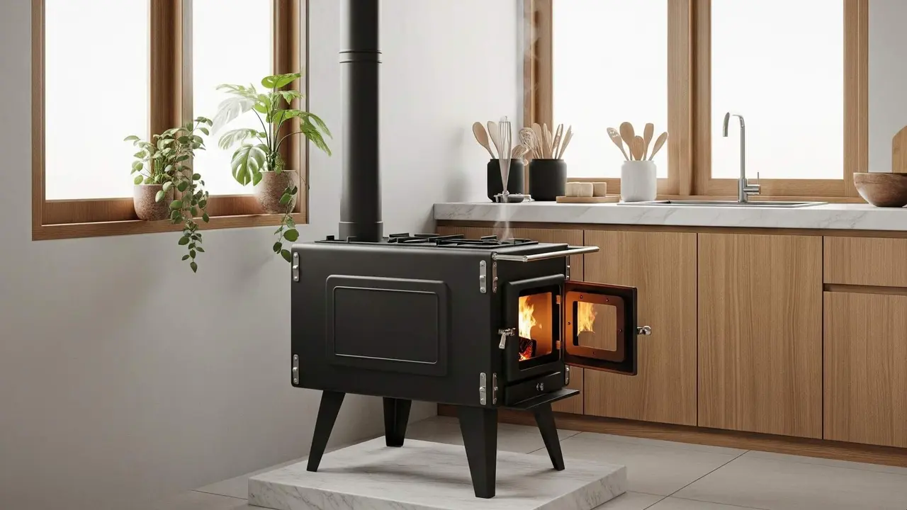 Model Dapur Kecil Minimalis dengan Tungku Api Modern
