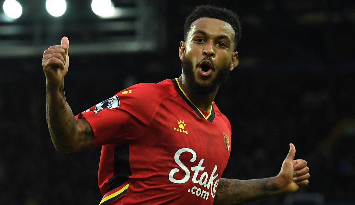 Comeback manis 5-2 Watford atas Everton tak lepas dari peran Joshua King. Pemain berkebangsaan Norwegia tersebut sukses mencetak hattrick ke gawang mantan klubnya. King pernah membela The Tofees walaupun hanya enam bulan. (AFP/Paul Ellis)