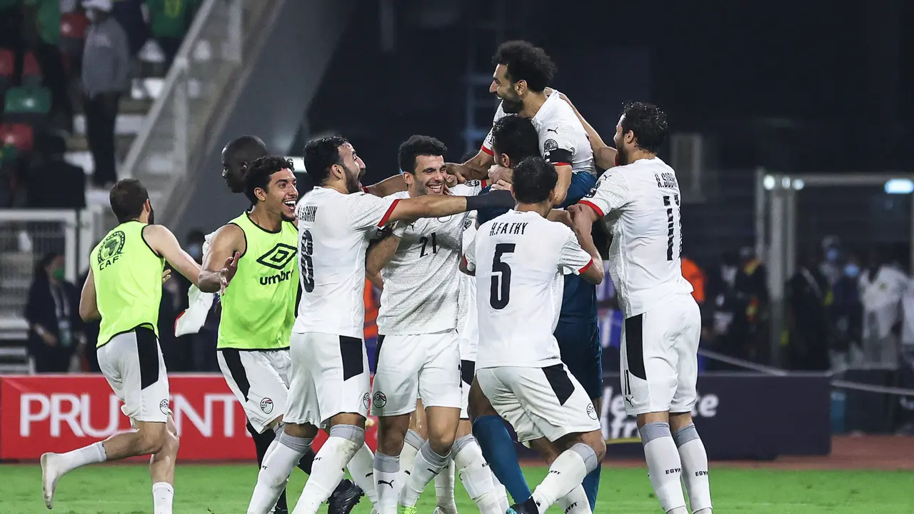 Selebrasi Mesir saat lolos ke final Piala Afrika 2021