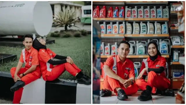 Viral Pasangan Satu Profesi Ini Prewedding di Pom Bensin, Hasilnya Keren