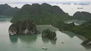 Kapal wisata berlayar di perairan Ha Long Bay, Provinsi Quang Ninh, Vietnam, Jumat (10/5/2019). Bisa dibilang Ha Long Bay sama sekali tidak terjamah oleh manusia. (Manan VATSYAYANA/AFP)