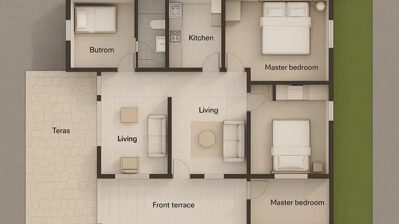 6 Denah Rumah Sederhana 9x9 3 Kamar dengan Gaya Minimalis Tren 2025