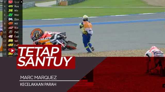 Berita video insiden kecelakaan parah Marc Marquez di Free Practice 1 MotoGP Thailand, Jumat (5/10/2019).