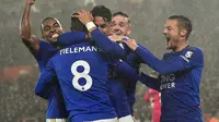 Pemain Leicester City merayakan gol ke gawang Southampton. (AFP/Glyn Kirk)