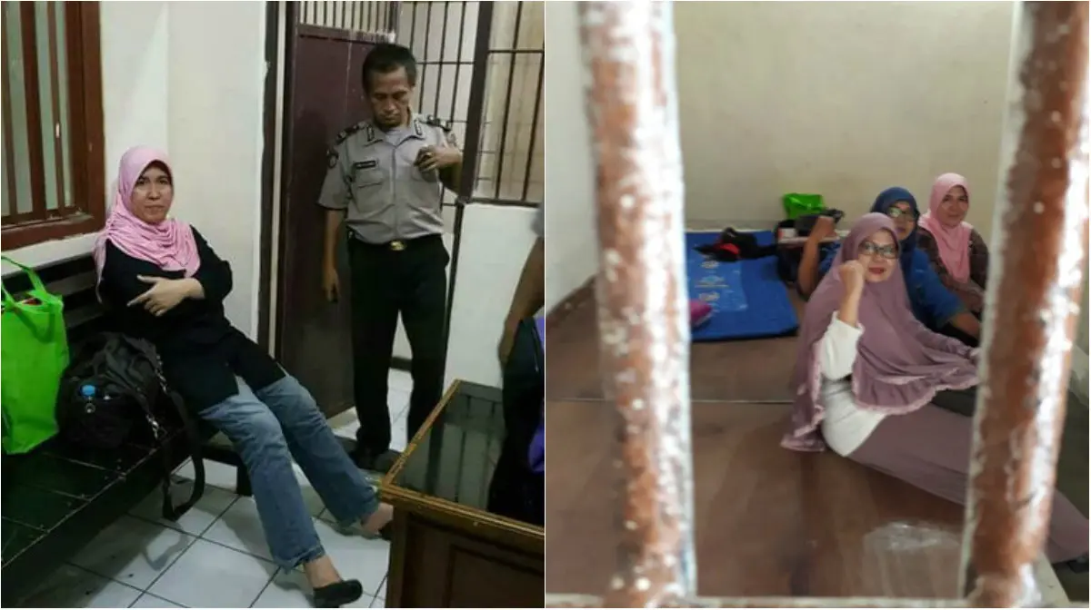 Asma Dewi di dalam ruang tahanan Polri. (facebook)