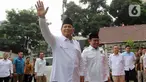 Presiden terpilih periode 2024-2029, Prabowo Subianto bersama Ketua Umum Partai Kebangkitan Bangsa (PKB) Muhaimin Iskandar di kantor DPP PKB, Jakarta, Rabu (24/4/2024). (Liputan6.com/Herman Zakharia)