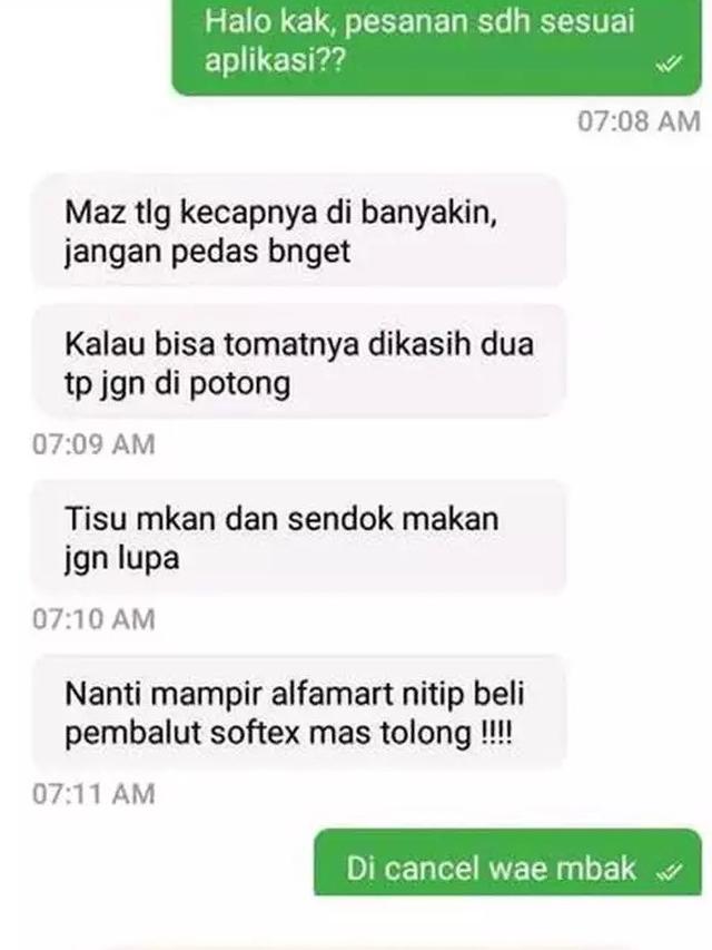 6 Chat Pelanggan Titip Barang Lain ke Driver Ojol Ini Bikin Bingung
