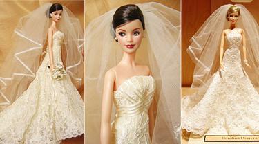 Boneka Barbie Pakai Gaun Pengantin Designer Terkenal Cantik