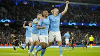 Empat gol City ke gawang Real Madrid dicetak oleh Bernardo Silva (23'), (37'), Akanji (76') dan Alvarez (90'). (AP Photo/Jon Super)