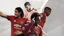 David de Gea, Paul Pogba, Edinson Cavani dan Bruno Fernandes. (Bola.com/Dody Iryawan)