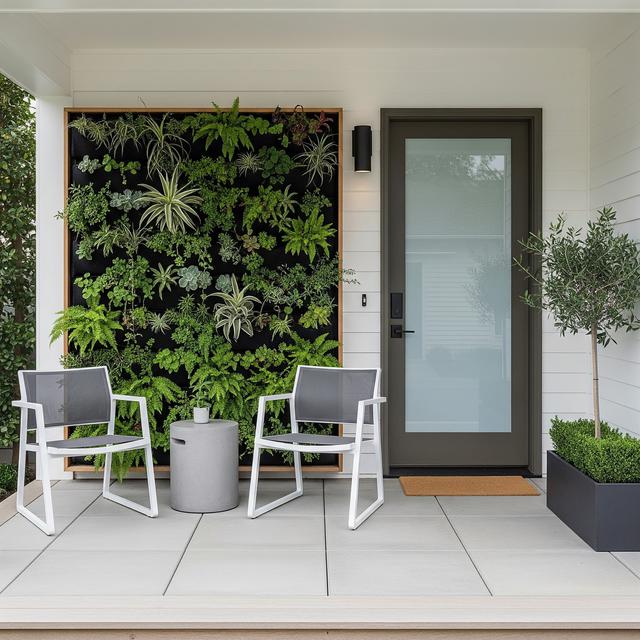 Desain Teras Kecil dengan Taman Vertikal