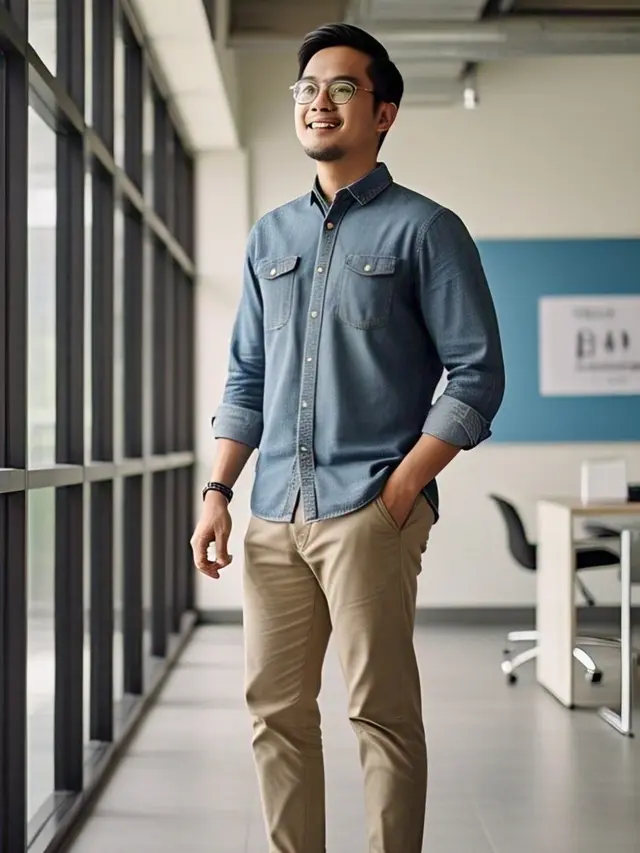 Model Oufit Kerja Lengan Panjang Pria