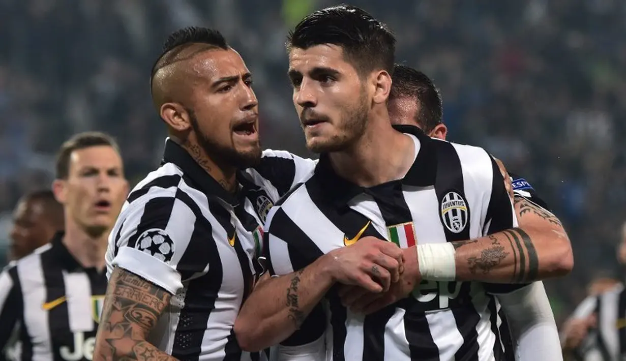 Alvaro Morata (kanan) membuka gol kemenangan Juventus pada menit ke-8 lewat sontekan kaki kiri. (AFP PHOTO/GIUSEPPE CACACE)