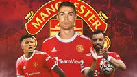 Manchester United - Jadon Sancho, Cristiano Ronaldo, Bruno Fernandes (Bola.com/Adreanus Titus)