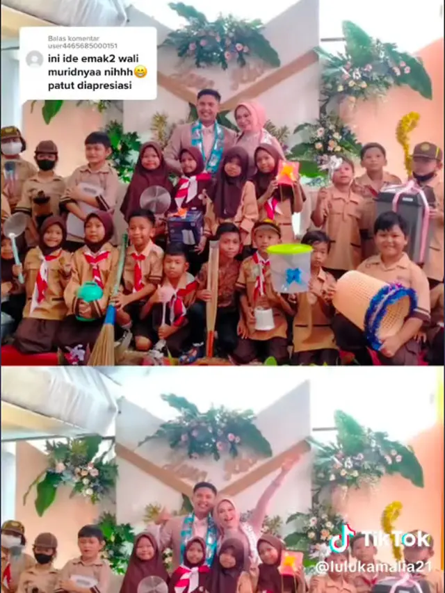 Murid beri kejutan di nikahan Ibu Guru.