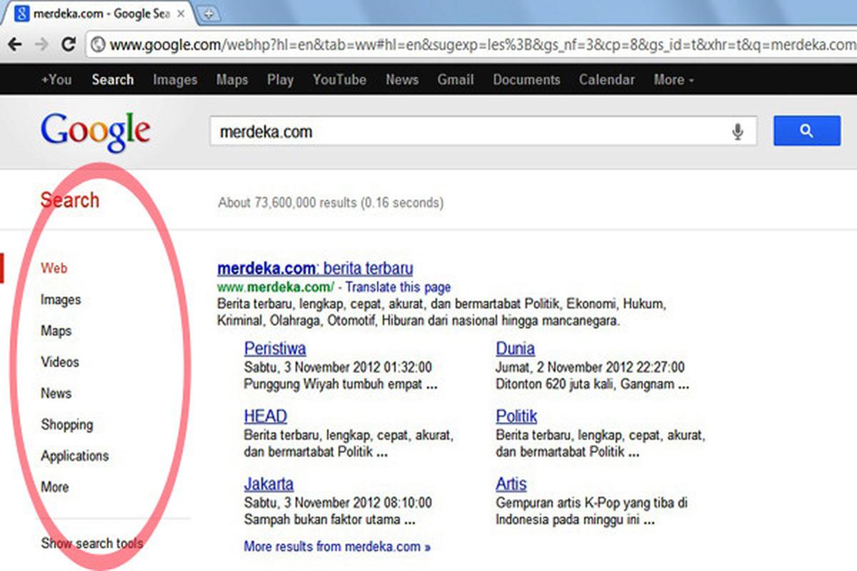 Tampilan side bar Google di Chrome