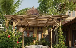 8 Inspirasi Area Duduk Outdoor di Halaman Belakang dengan Pergola dan Tanaman Hias yang Minimalis