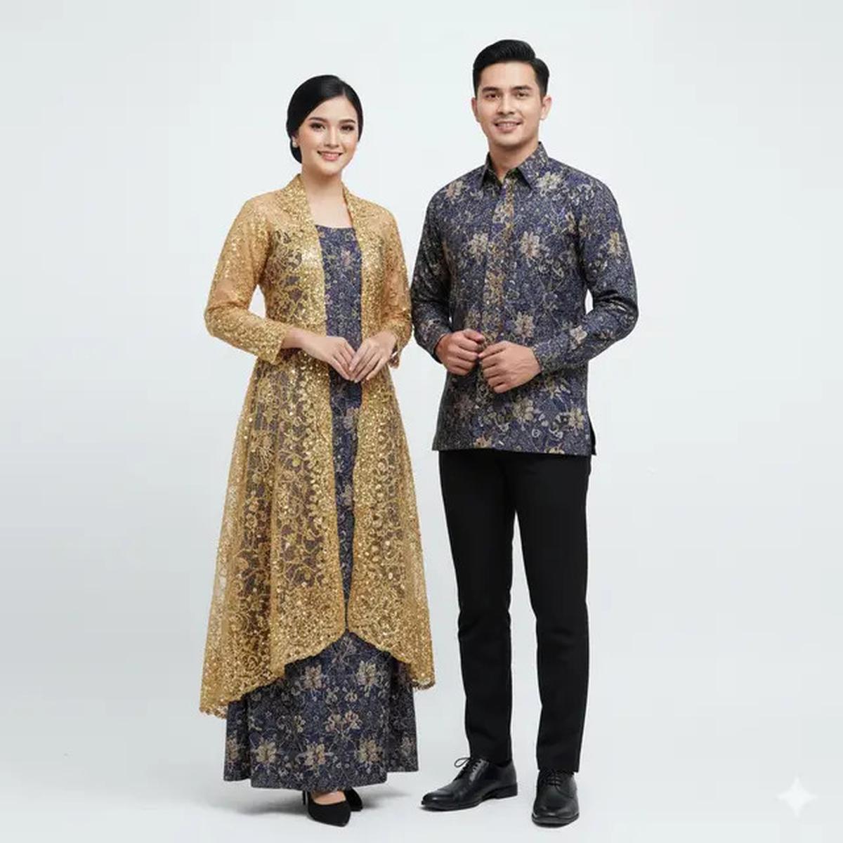 7 Model Gamis Batik Couple Brokat Elegan Keluarga Besar, Tampil Serasi dan Mewah