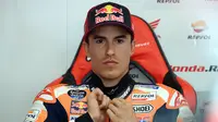 Marc Marquez masih merasakan sakit di lengan pada beberapa area di sirkuit Katalunya di MotoGP Barcelona (Lluis Gene/AFP)