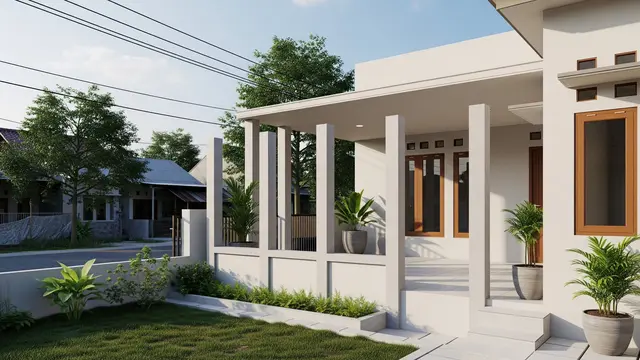 Inspirasi Teras dengan Dinding Rendah di Rumah Desa 2026