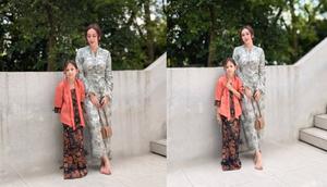 Potret Aura Kasih Pakai Setelan Kebaya Modern Panjang dengan Rok Lilit dan Tampil Kompak dengan Anak/ Instagram @aurakasih