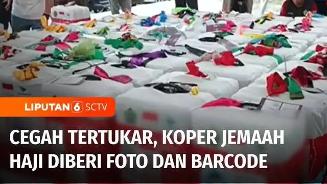 Sejumlah koper milik jemaah haji asal Polewali Mandar, Sulawesi Barat, diberi tanda khusus agar tidak hilang ataupun tertukar. Setiap koper diberi tanda, mulai dari foto jemaah haji hingga barcode.