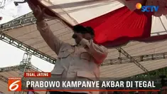 Usai dari Banyumas, Prabowo dan rombongan bertolak ke Tegal, Jawa Tengah, untuk berkampanye di Lapangan Wisanggeni.