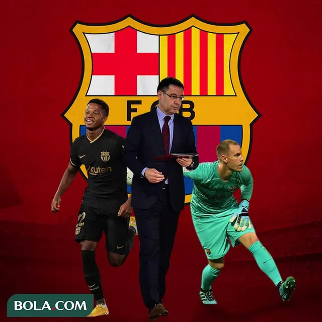 Barcelona - Ansu Fati, Josep Maria Bartomeu, Marc-Andre ter Stegen