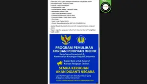 Cek Fakta: Hoaks Link Pelaporan Program Pemulihan Korban Penipuan Online