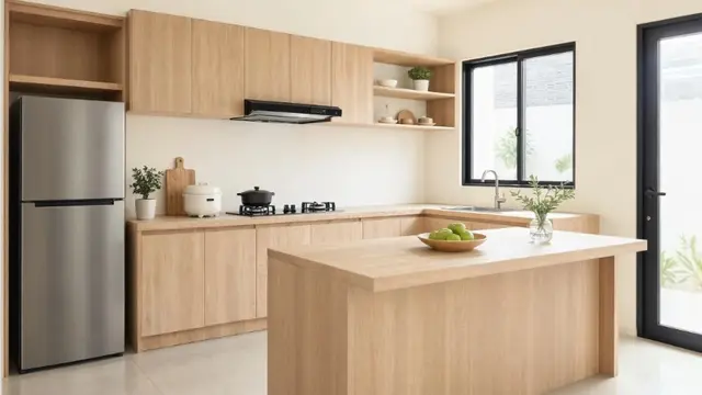 Desain Dapur Rumah Subsidi yang Terlihat Luas dan Rapi (AI generated)