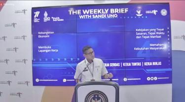 Menparekraf Sandiaga Uno di Weekly Press Briefing, 15 Agustus 2022