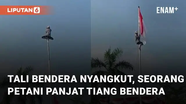 Aksi heroik seorang petani panjat tiang bendera saat upacara viral di media sosial
