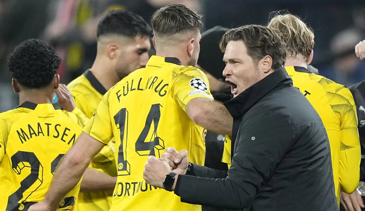 Borussia Dortmund meraih kemenangan dramatis 4-2 atas Atletico Madrid. (AP Photo/Martin Meissner)