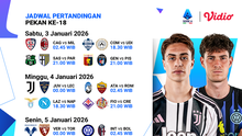 Simak Jadwal Live Streaming Serie A Pekan Ke-18, Tayang di Vidio
