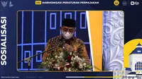 Direktur Jenderal Pajak, Kementerian Keuangan, Suryo Utomo saat Sosialisasi UU HPP di Medan, Sumatera Utara.