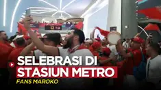 Berita video momen fans Timnas Maroko selebrasi di Stasion Metro Doha setelah tim kesayangan mereka menaklukkan Belgia pada laga Grup F Piala Dunia 2022, Minggu (27/11/2022).