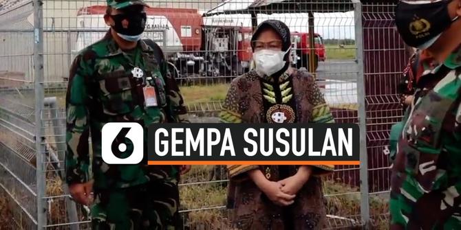 VIDEO: Mensos Risma Rasakan Gempa Susulan Saat Tinjau Sulawesi Barat