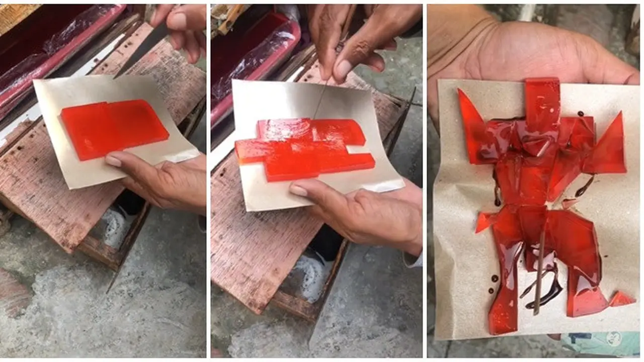 Ukir Jelly Jadi Bentuk Robot dengan Pisau, Aksi Penjual Ini Bikin Kagum