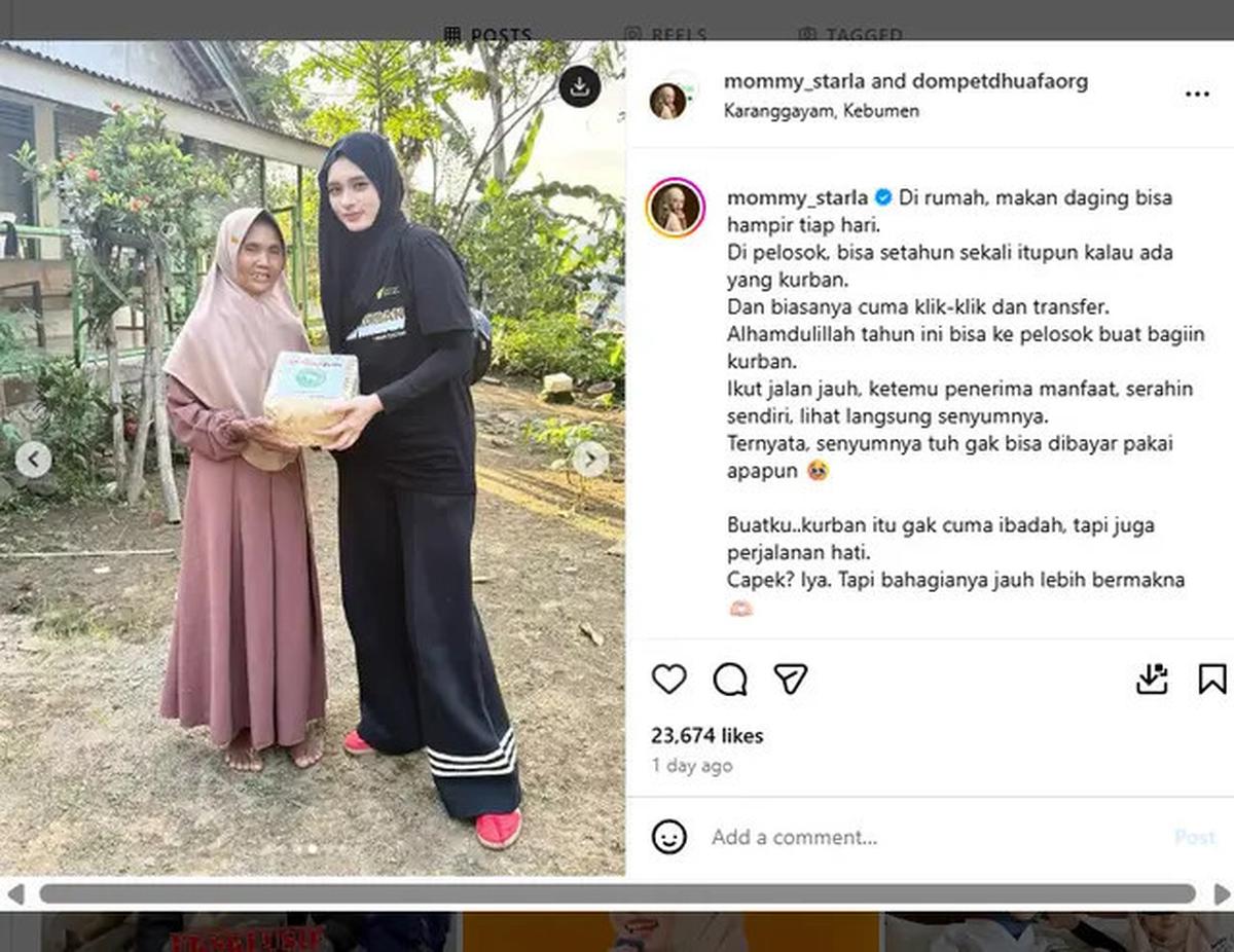 Inara Rusli ke Pelosok Daerah Berbagi Hewan Kurban